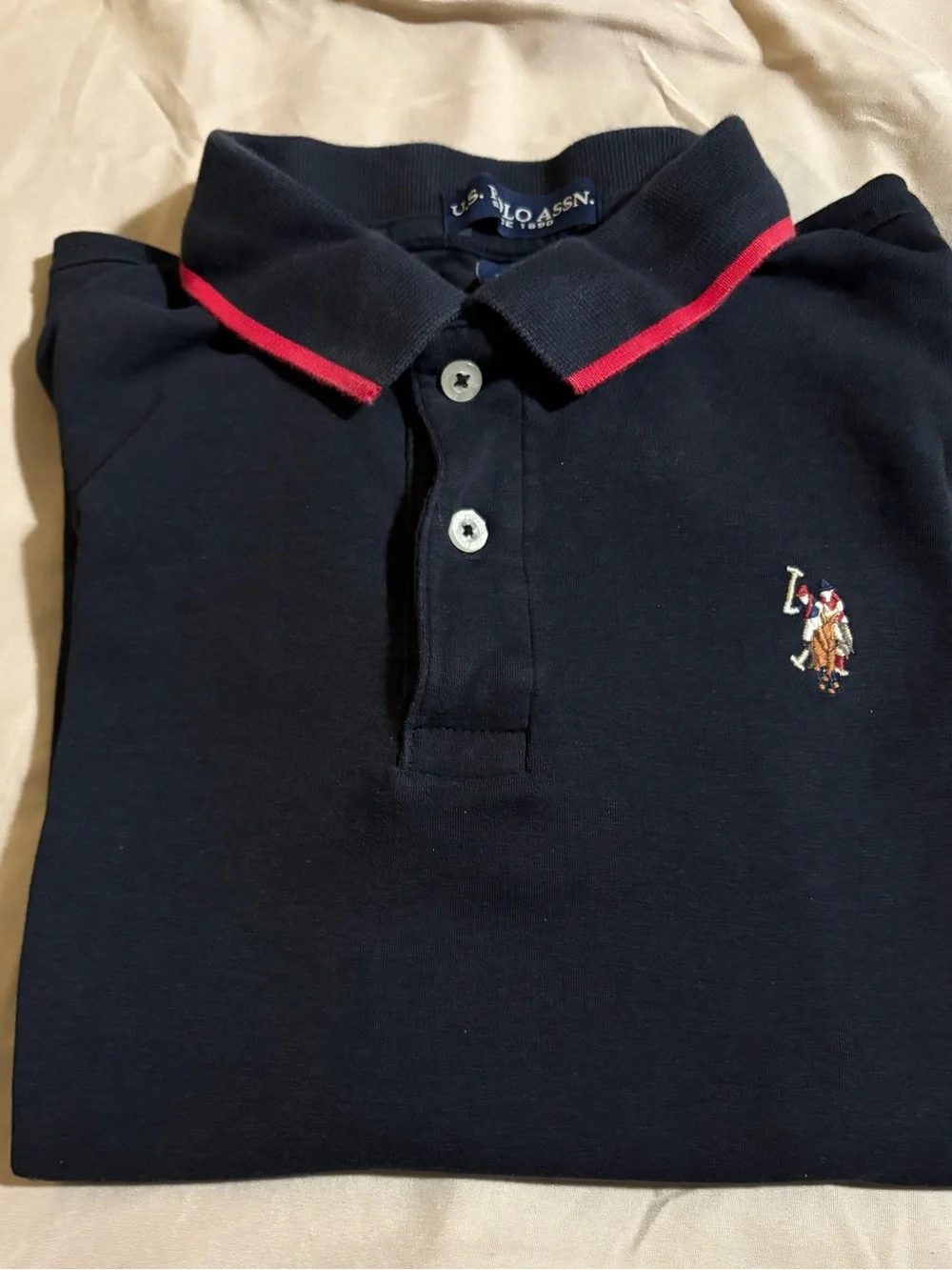 U.S. Polo Assn. Boys Black Polo Shirt Embroidered Logo Size L 10/12
